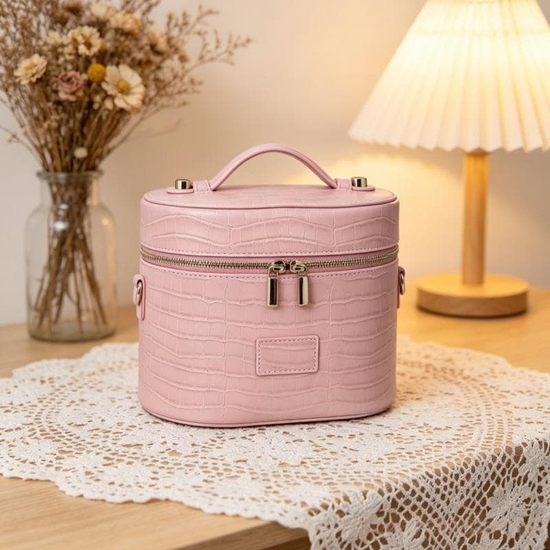 New Crocodile-Print Stylish Large-Capacity Portable Cosmetic Bag